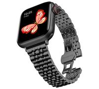 baozai Correa delgada compatible con Apple Watch 40 mm 38 mm, pulsera estrecha de acero inoxidable de metal para iWatch SE Series 6 5 4 3 2 1 mujeres, color negro