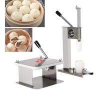 Baozi Maker with Dough Press Machine,Closing Machine and 3 PE Bao Buns Molds,Stainless Steel Steamed Stuffed Cooking Tool Sets,Home and Commercial