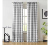 Bapawfish Paneles de Cortina a Cuadros Grises y Blancos de 90 Pulgadas de Largo, Cortinas semitransparentes a Cuadros para Dormitorio, Sala de Estar, Tratamiento de Ventana Retro a Cuadros con