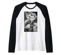 Baphomet Oculto Gótico Satánico Cabra Divertido Lunes Es Un Pecado Camiseta Manga Raglan