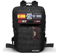 BAPLONEX®️ Mochila Militar 45L Tactica 900D para Cross Training y Gimnasio + 5 Parches Mochila Militar + 4 Mosquetones + Llavero Mochila Tactica Entrenamiento y Supervivencia. (Negro)