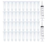 BAQI 50 tubos vacíos transparentes de 10 ml para brillo de labios con 2 jeringas de plástico de 20 ml, tubo de brillo de labios vacío recargable, tubo suave para mujeres y niñas, bálsamo labial para