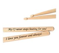 Baquetas de madera grabadas, 1 par, regalo para bateristas, hombres, músicos, padrinos de boda, gran idea de regalo para novio, marido, día de San Valentín, letrero de madera de nogal natural (My