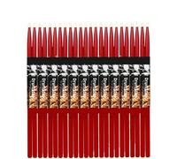 Baquetas de madera maciza arce resistente, 12 pares, 5A, for jazz, accesorios universales, instrumento musical percusión Para Bandas(12 Pair Red)