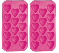 Bar Craft Molde de Silicona para Cubitos de Hielo con Forma de Corazón, Rosa, 26 x 12 cm (Paquete de 2)