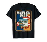 Bar Harbor Maine Bandera Acadia Coastline Travel Art Camiseta