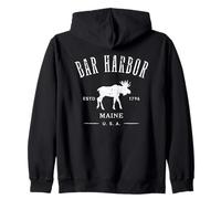 Bar Harbor Maine USA con diseño Envejecido de Alces Recuerdo Sudadera con Capucha