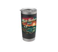Bar Harbor, Maine, Vintage Coast Travel Bar Harbor Vaso térmico de acero inoxidable de doble pared