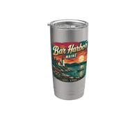 Bar Harbor, Maine, Vintage Coast Travel Bar Harbor Vaso térmico de acero inoxidable de doble pared