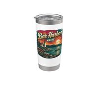 Bar Harbor, Maine, Vintage Coast Travel Bar Harbor Vaso térmico de acero inoxidable de doble pared
