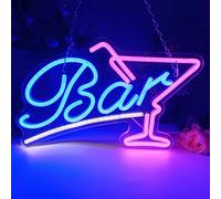 Bar - Letrero de neón LED para cóctel, letrero LED de neón, letrero de neón para pared, cóctel de neón, letrero de neón con barra USB rosa y azul para bares, clubes, discotecas, tiendas, fiestas, etc