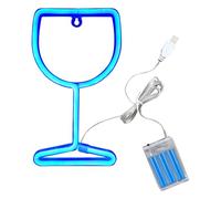 Bar Neon Sign, Led Wine Glass Wall Light, Neon Wine Decor for Home and Bar, Bright Decorative Lighting for Bedroom Kitchen Living Room Restaurant Party 5.71x10.04 Inches
