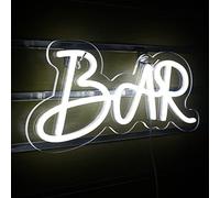 BAR Neon Signs White Neon Lights Bar Sign Lights for Living Room Wall Decor Pub Navidad, regalos de cumpleaños (blanco)