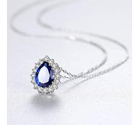 Bar Pendant Necklace,925 Water Drop Choker Necklace Charm Colorful Topaz Necklace Jewelry Gift/Blue/40 Add 5Cm