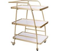Bar Serving Cart For Hotel Business Restaurant, Modern Design 3 Tiers Bar Cart Drinks Trolley Wood Metal Storage Trolley Lockable Wheels Easy To Put - 85 X 60 X 40Cm
