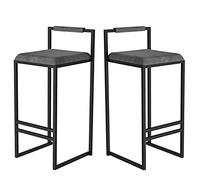 Bar Stool Industrial Farmhouse Barstool with PP Seat, Cafe Pub Kitchen Counter Dining Room Breakfast Bar Chair (White-2ps)