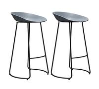 Bar Stool Industrial Farmhouse Barstool with PP Seat, Cafe Pub Kitchen Counter Dining Room Breakfast Bar Chair (White-2ps)
