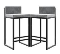 Bar Stool Industrial Farmhouse Barstool with PP Seat, Cafe Pub Kitchen Counter Dining Room Breakfast Bar Chair (White-2ps)