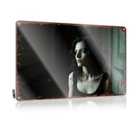 Bar Stuff For Man Cave Dark Shadows: A Mysterious Portrait In Dim Lighting - Letrero de estaño para decoración vintage retro (20 x 30 cm)