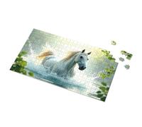 Bar Stuff For Man Cave White Horse Galopando a través del agua, rompecabezas divertido de metal para decoración de lata (500 unidades)