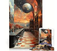 Bar Surrealista con Vista Celestial Rompecabezas de 1000 Piezas para Adolescentes Juguete para ejercitar la Mente Actividad para el hogar artículo de Primera Calidad para Pedir Deseos a Santa Claus