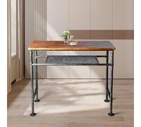 Bar Table 47" High Top, Bar Height Pub Table Sofa Console Table Rectangular Kitchen & Dining Coffee Table, Heavy Duty Metal Pipe, Vintage Industrial, Rustic Brown, with Extra Shelf for Storage Y