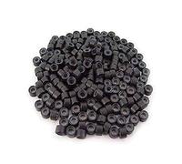 Barabesty 200 PCS 5mm Anillos de color marron oscuro de Silicona forrado Enlaces Perlas para Extensiones de cabello