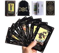 Baraja de cartas de tarot con libro guía y bolsa de transporte de lino, 78 cartas clásicas originales para adivinación, ideal para principiantes y expertos, con significados incluidos