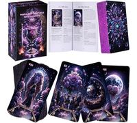 Baraja de cartas de tarot para principiantes con libro guía The Creative Pretty Unique de 400 g/m² de grosor, color morado rosa, claridad, juego de cartas de oráculo con borde en relieve, tamaño