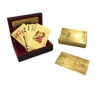 Baraja de cartas Yuanhe Gold: naipes impermeables de lujo con caja de regalo de madera, ideales para noches de p ker y fiestas de casino.