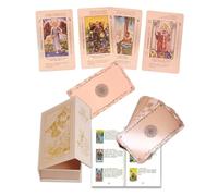 Baraja de Tarot de lámina Dorada de 78 Piezas, Cartas Doradas con guía de 36 páginas, PVC, Impermeable y Antiarrugas, baraja de Tarot Rider Waite (Capuchina, Oro Rosa)