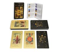 Baraja de Tarot de lámina Dorada de 78 Piezas, Cartas Doradas con guía de 36 páginas, PVC, Impermeable y Antiarrugas, baraja de Tarot Rider Waite (Sol, Luna y Estrellas, Dorado)