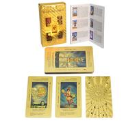 Baraja de Tarot de lámina Dorada de 78 Piezas, Cartas Doradas con guía de 36 páginas, PVC, Impermeable y Antiarrugas, baraja de Tarot Rider Waite (Sol Dorado, Dorado)
