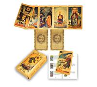 Baraja de Tarot de lámina Dorada de 78 Piezas, Cartas Doradas con guía de 36 páginas, PVC, Impermeable y Antiarrugas, baraja de Tarot Rider Waite (Estrellas y Luna, Dorado)