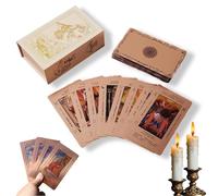 Baraja de tarot de oro rosa, caldero bruja, cartas de tarot de oro rosa con libro guía, cubierta de tarot impermeable resistente a las arrugas, incluye chakras planetas, signos del zodíaco elementos y