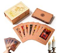 Baraja de tarot de oro rosa, caldero brujo, cartas de tarot de oro rosa con libro guía, cubierta de aluminio resistente a las arrugas, con significados en ellos, juego de adivinación