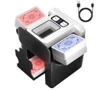 Barajador automático de cartas de 1 a 4 barajas, máquina barajadora de cartas eléctrica recargable de 2500 mAh para personas mayores y noche de juegos familiares, barajador portátil y rápido para UNO