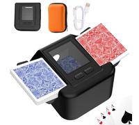 Barajador automático de tarjetas recargable con funda para tarjetas, máquina barajadora rápida y silenciosa para UNO Skip-Bo Skyjo Texas Hold'em, barajado automático inteligente y manual de una sola