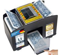 Barajador de Cartas eléctrico, Mezclador de Cartas automático XXL para 4 Barajas; Funciona con Pilas para Todos los Naipes de hasta 90 mm.