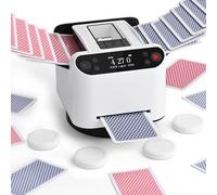 Barajador y Repartidor Automático de Cartas - Giro 360° para 1-2 Barajas, 2-12 Jugadores con 4 Mandos a Distancia | Modos de Juego Integrados, Recargable y Silencioso para Poker, UNO, Phase 10 Blanco