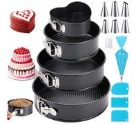 BARAKYEG 4 Piezas Molde Desmontable,11/18/23/26 cm Moldes Para Pasteles,Molde repostería Redondo,Molde Tarta,Molde repostería corazón,Molde para Horno,Antiadherente,Molde Pasteles