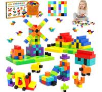 BARAKYEG Bloques de Construcción Magnéticos,80 Piezas 10 Colores,Juguete Educativo,Magneticas Niños,Juego de Construcciones Magnéticas,Juguete Creativo Montessori para 3 4 5 6 7 8 9 10 Años