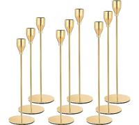 BARAKYEG Juego de 9 Portavelas Dorado,23/28/33 cm para de 2.2 cm de Velas Cónicas Sola Cabeza Portavelas Candelabro de Boda,Jardin Candelabros Retro Decoración de Mesa,Regalos Originales para Mujer