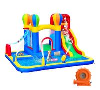 Baralir Castillo Hinchable para Interiores, tobogán seco y Agua, Adecuado para niños de 3 a 8 años, Castillo Hinchable para Exteriores con Ventilador, 343 x 338 x 202 cm