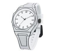 BARAMON Reloj analógico de cuarzo, elegante, creativo, minimalista, casual, impermeable, deportivo, correa de silicona para hombre, diseño de bocetos, de moda, para hombre, blanco2