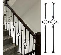 Barandilla/Cerca/Valla Interior Moderna En Forma De Estrella, Balaustres Metálicos Con Husillos Cuadrados Negros Para Montaje En Suelo, Poste De Hierro Forjado Para Escaleras De Patio Y Terraza, Paqu