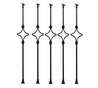 Barandilla/Cerca/Valla Interior Moderna En Forma De Estrella, Balaustres Metálicos Con Husillos, Montaje En Suelo Cuadrado Negro, Poste De Hierro Forjado Para Escaleras De Patio Y Terraza, Paquete De