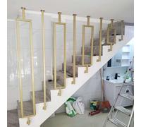 Barandilla cuadrada de hierro industrial con diseño en forma de L, acabado dorado para escaleras de interior/exterior, barandillas antideslizantes para escaleras y balcones.