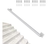 Barandilla cuadrada de metal para escaleras de interior de color blanco, barandilla de pared con soportes, barra de seguridad de hierro galvanizado, antideslizante para un acceso seguro.