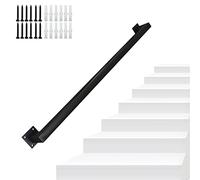 Barandilla cuadrada negra de hierro forjado para montaje en pared para interiores y exteriores, para villa y loft, barra de agarre para acceso al hospital, tamaño: 420 cm